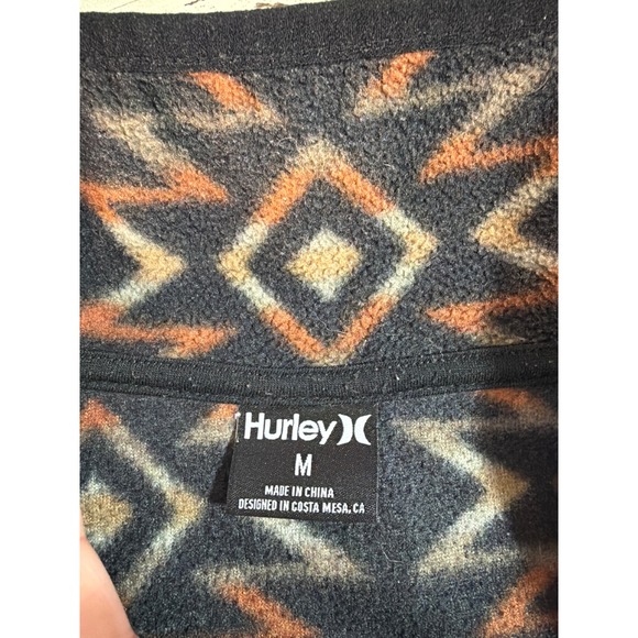 Hurley Fleece Pullover Men's Med Southwestern Aztec Geometric Quarter Zip - Picture 5 of 5